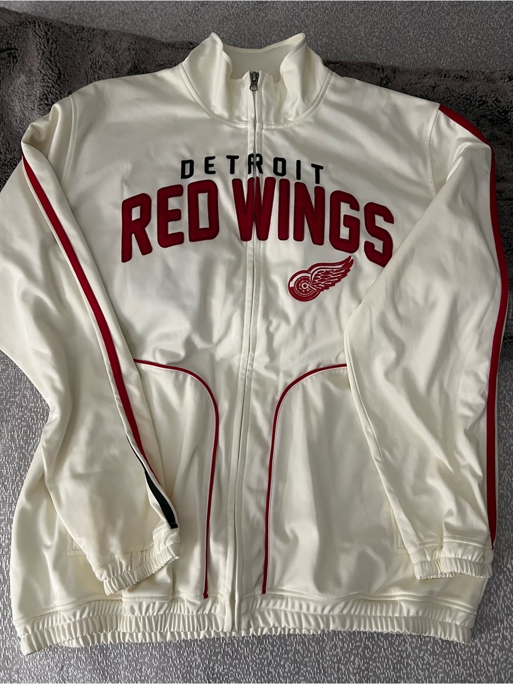 Detroit Red Wings NHL White & Red Zip-Up Jacket by Carl Banks XXL